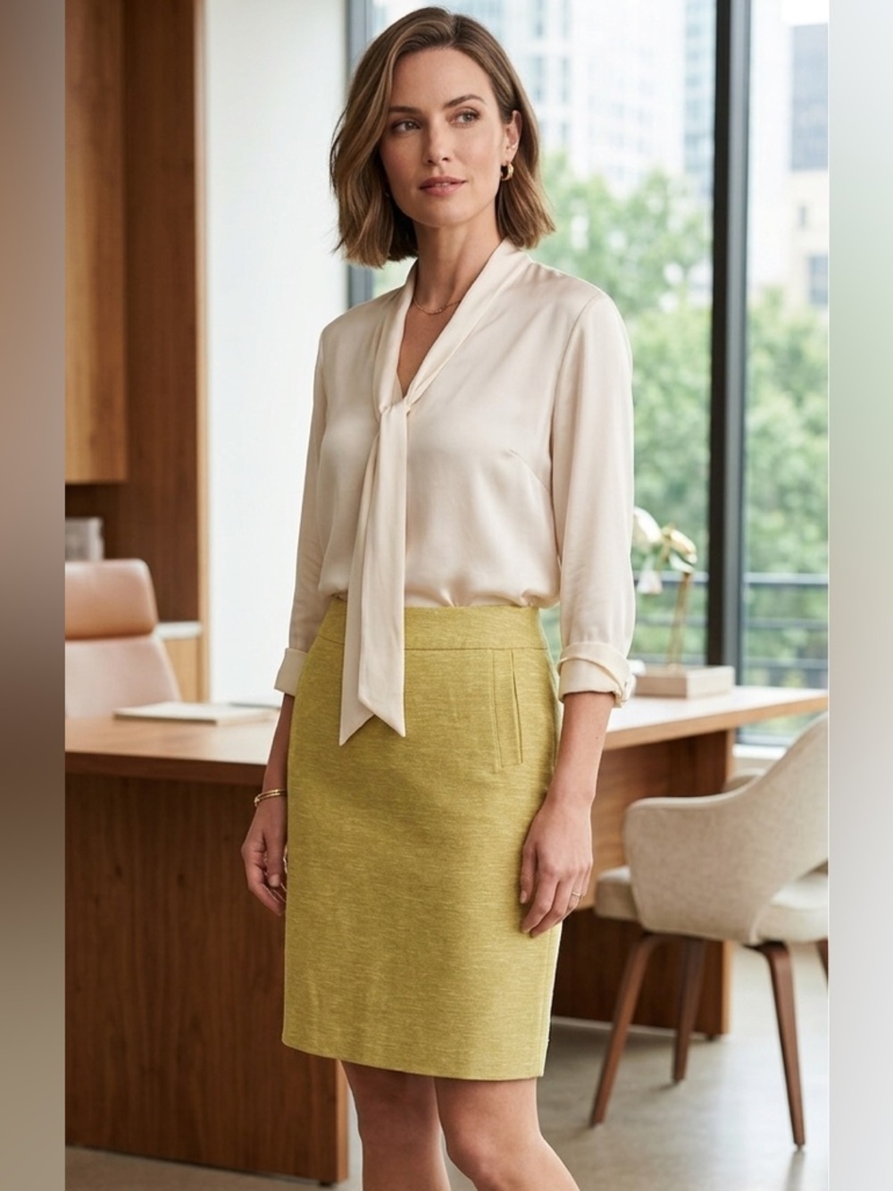 BANANA REPUBLIC butter yellow Women's Skirt SIZE 14